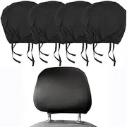 Car Headrest Covers, 4Pcs Dustproof Washable Car Head Rest Protector Cover with Elasticated Hems,Universal Headrest Covers for Cars,Car Head Rest Covers Dustproof Washable Head Rest Protector Cover