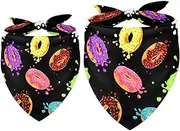 2 Pack Owner and Dog Bandana Set, Pet's Mom/Dad Bandana or Scarf Set, Family Matching Bandanas, Cartoon Dessert Macaron Donuts
