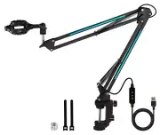 Technical Pro MKL2 Microphone Boom Arm Stand w/Spider Mic Holder/App Control/LED