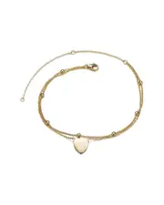 Genevive 14K Over Silver CZ Hammered Heart Ankle Bracelet