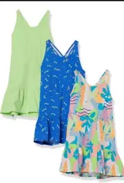 Girls and Knit Sleeveless Cross-Back Tank Dresses Spotted Zebra /Pack 3 Size 6/7