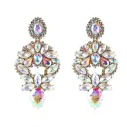 Sensational Aurora Borealis Marquise Shaped Crystal Cascade Glitter Earrings
