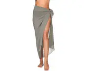 Women Chiffon Bikini Cover-Up See-through Long Swimwear Cover Up Skirt - Grey