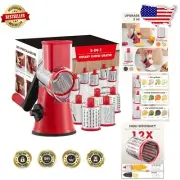 Upgraded 5-in-1 Rotary Cheese Grater - Multi-Purpose Slicer & Shredder