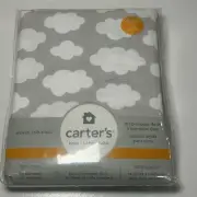 Carters 100% Cotton Woven Crib Sheet Fitted Crib Sheet Grey Cloud