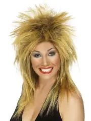 Rock Diva Wig Two Tone Ginger & Black Long Mullet Fancy Dress Accessory