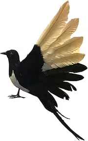 Qianly Magpie Simulation Bird Garden Ornament Feathered Bird Model Artificial Bird for Lawn, 36cm Spread Wings