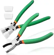 LEONTOOL Glass Running Pliers Set - 2pcs Grozier Pliers With 2 Pairs Replacement Rubber Tips, Key Fob Breaker for Stained Glass Work and Cutting