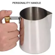 (Yellow)600ML Stainless Steel Coffee Frothing Pitcher Break Resistance Milk F