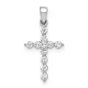 14k White Gold 1/4ct. Real Diamond Cross Pendant