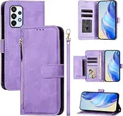 Compatible with Samsung Galaxy A23 5G / A23 4G / M23 5G Case Cover,Compatible with Samsung Galaxy F23 5G / M13 4G PU Leather Card Holder Wallet Flip Magnetic Closure Stand Purple