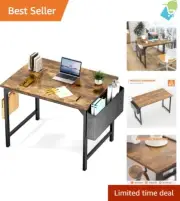 Small Office Desk 32" Writing Study Table w/ Headphone Hook Storage Bag for Home