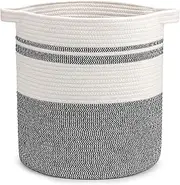 [Goodheim] Foldable Laundry Basket, Laundry Hamper - Laundry Baskets, Baskets, Braided Large & XL, White, Brown, Cotton Basket - Storage Basket Large (Grey, 55L)