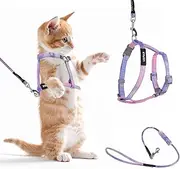 BOHUIZ Cat Harness and Leash for Walking Escape Proof Adjustable Soft Harnesses and Leash Set Easy to Wear Kitten Harness for Travel Training and Walking(Gradient Purple)