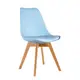 [特價]【E-home】EMSB北歐經典造型軟墊櫸木腳餐椅 四色可選藍色