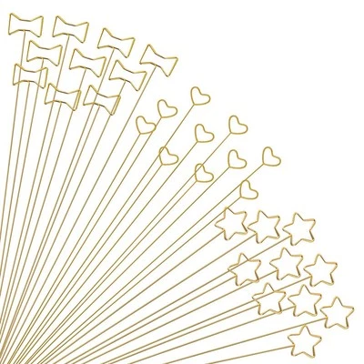 30 Pcs Gold Flower Card Holder Sticks, 12 Inch Metal Wire Floral Picks,6011