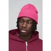 Mens Pink Flat Knit Classic Beanie