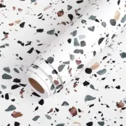 15.8"x276" White Terrazzo Wallpaper Peel and Stick for Bathroom Granite Count...