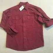 Cabela's Men's Shirt Medium Cordovan Adjustable Sleeve Shirt Burgundy #1650