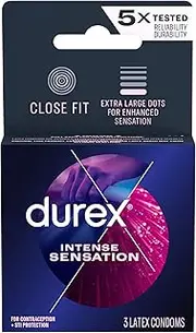 Durex Intense Sensation Extra Large Dots Ultra Fine Lubricated Latex Condoms, 3 Count