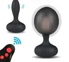 Black Vibrating Inflatable Anal Butt Plug Prostate Massager Balloon Expander