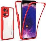 [ILING] Trasparente Case for OPPO Find X5 Pro 5G, 360° Full Body Protection Shockproof Cover with Built-in Screen Protector, Ultra Thin Hard PC Silicone TPU Bumper Case (Red)