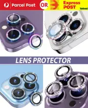 For iPhone 16 15 14 13 Pro Max 12 Metal Ring Camera Lens Glass Screen Protector