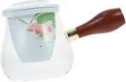 IMIKEYA 1Set Heat Resistant Glass Kung Fu Teapot with Wooden Handle Portable Flower Tea Kettle for Easy Brewing Lightweight Glass Tea for Home and Travel Use