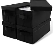 4Pack CD Storage Boxes with Lid Dustproof Disc Stackable CD Case Storage Box Foldable DVD Organizer Storage with Handles 14.17 x 6.29 x 5.51in (4Pack)