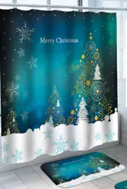 Unique Stars and Snowflakes Merry Christmas Shower Curtain