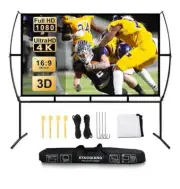 New 120 Inch Projector Double Screen with Stand 4k Outdoor Foldable Movie Indoor