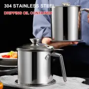 Stainless Steel 1.8L Bacon Grease Oil Filter Container Storage Can with Strainer