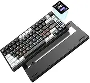 YUNZII AL80 Wireless Mechanical Keyboard, Full Aluminum,LCD Display, Hot Swappable Gasket Mount 75% Layout with Knob, BT/2.4G/USB-C,QMK/VIA,for Win/Mac (Black, Zero Linear Switch)