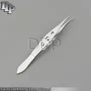FINE TIP SUTURE OPHTHALMIC MICRO FORCEPS W/ TYING PLATFORM SMOOTH CURVED JAWS