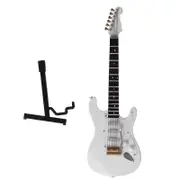 Mini Electric Bass Guitar Model with Stand for Dollhouse Decor and Gift