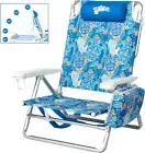 5-Position Reclining Beach Chair Backpack with Cooler Bag - Portable & Lightweig