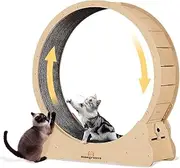 Homegroove Cat Exercise Wheel, 45 Inch Large Cat Wheels for Indoor Cats,Versatile Cat Running Wheel Treadmill with Detachable Carpet for Cat's Weight Loss and Health (Natural Wood Color, XL)