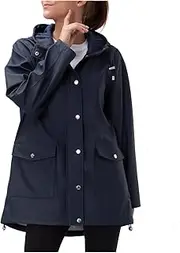 [Rokka&Rolla] Women's Lightweight Rain Jacket Windbreaker Hooded PU Waterproof Active Outdoor Raincoat Anorak