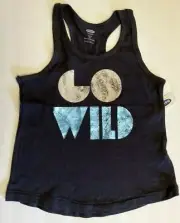 NWT Girl’s Old Navy Gray Racer Back Tank Top w/Shiny GO WILD - Sizes XS 5, S 6-7