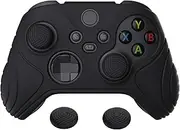 eXtremeRate PlayVital Samurai Edition Black Anti-Slip Controller Grip Silicone Skin, Ergonomic Soft Rubber Protective Case Cover for Xbox Series S/X Controller with Black Thumb Stick Caps