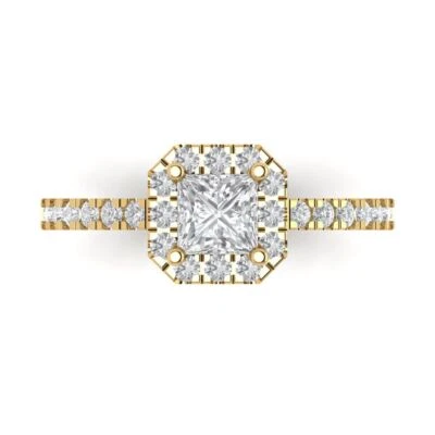 1.23Ct Princess Cut White Sapphire Solid Gold Engagement Promise Statement Ring