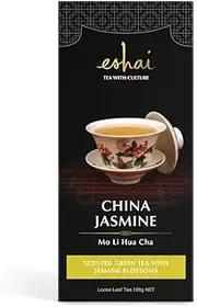 Eshai China Jasmine Tea (Mo Li Hua Cha) - Scented Green Tea with Jasmine Blossoms - 100g Box Loose Leaf Tea