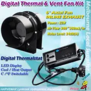 Hydroponic Digital Temperature Controller Thermostat 6" Vent Fan Ventilation Kit