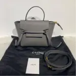 二手精品 CELINE BELT NANO 賽琳 小號 大象灰 荔枝皮 鰱魚包 鯰魚包 斜背包 手提包 189003