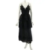 在飛比找momo購物網優惠-【SELF-PORTRAIT】小花細帶蕾絲層次長洋裝(黑色)