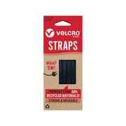 VELCRO Brand ECO Straps 9.5mm x 12.7cm Black Ties - 6 Pack
