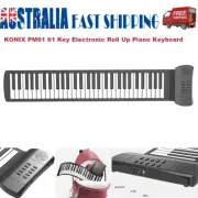 KONIX 61 Keys Electronic Roll Up Piano Hand Roll Keyboards Flexible Silicone
