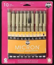 SAKURA Pigma Micron Fineliners 50059 10 Pk Black Ink Assorted Sizes ANIME MANGA