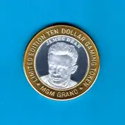 SPECTACULAR MGM GRAND JAMES DEAN LIMITED EDITION SILVER $10 GAMING TOKEN