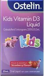 孩子 幼童 新年 送禮 自用 春節 龍年 現貨 澳洲大牌 OSTELIN KIDS VITAMIN D3 LIQUID 兒童D3滴劑 0-12歲 淡淡草莓味 20ML